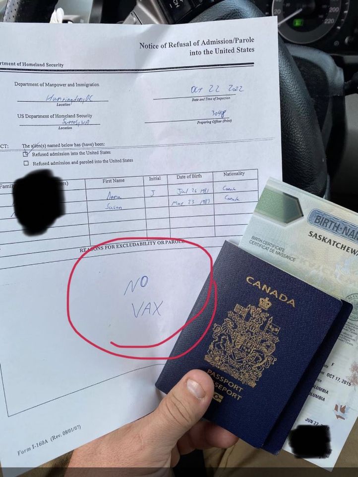 The United States of America is STILL refusing unvaccinated travellers from Canada